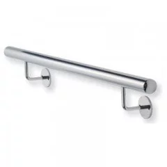 Main courante classique inox brossé sur mesure sans cache-platines, embouts plats