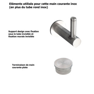 Main courante design inox brossé sur mesure, embout plats