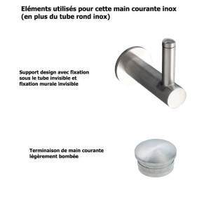 Main courante design inox brossé sur mesure, embout bombés