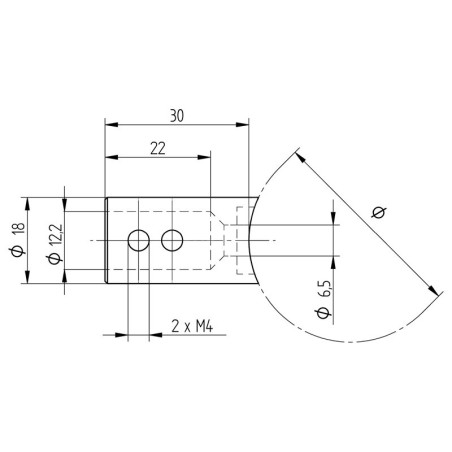 Support de lisse ø 12 mm axial pour tube rond ø33,7 mm inox 304 brossé
