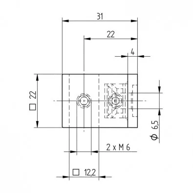 Support de lisse 12/12 mm transversal inox 316 brossé sur support plat Support de lisse 12/12 mm transversal inox 316 brossé sur support plat