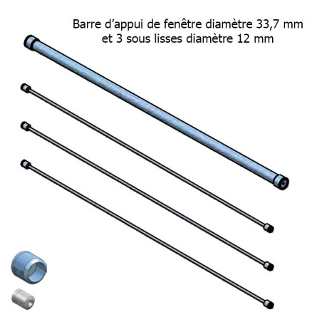 Balustrade de fenetre moderne en inox 3 lisses