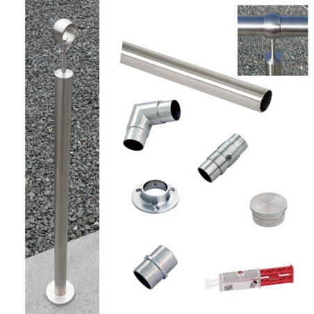 Rampe d'accès inox en kit avec BAGUE pour escalier, terrasse ou plateforme : qualité et prix !