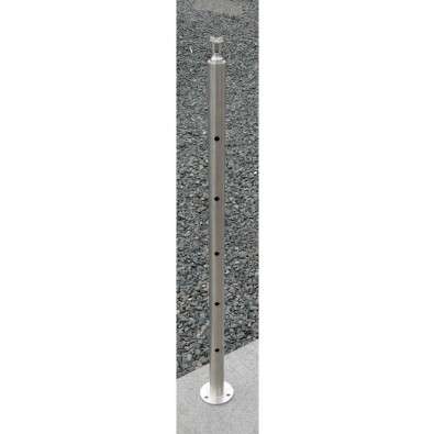 Poteau de départ de garde corps inox remplissage 5 barres ø 12 mm sobre et élégant