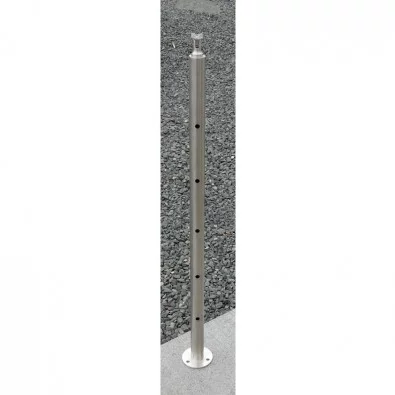 Poteau de milieu de garde corps inox remplissage 5 barres ø 12 mm sobre et élégant