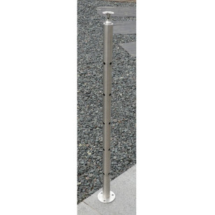 Poteau d'angle à 90° garde corps inox remplissage 5 barres ø 12 mm sobre et élégant