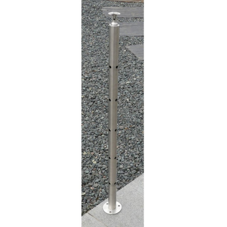 Poteau d'angle à 90° garde corps inox remplissage 5 barres ø 12 mm sobre et élégant