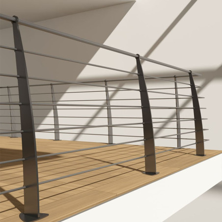 Garde corps terrasse acier design en kit 6 lisses et main courante