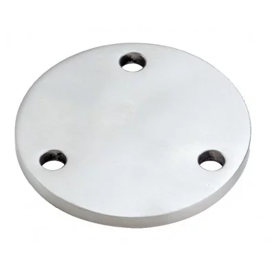 Platine à souder ronde diamètre 120 mm épaisseur 8 mm 3 trous de 11 mm en inox 304