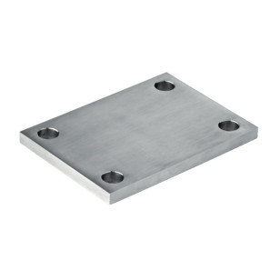 Platine à souder 140 x 100 mm épaisseur 10 mm en inox 304 brossé 1 face 4 trous ø14 mm