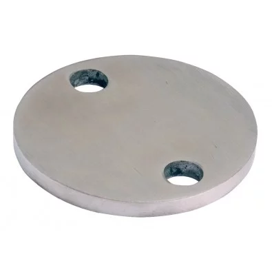Platine à souder ronde inox 304 diamètre 140 mm épaisseur 10 mm 2 trous de 11 mm