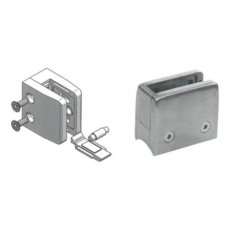 Pince à verre carrée support de verre amovible 54 x 54 mm pour tube ø 42,4 mm inox 304 brossé verre 8,76 mm