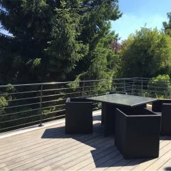 Garde corps terrasse acier design en kit 6 lisses et main courante à la française