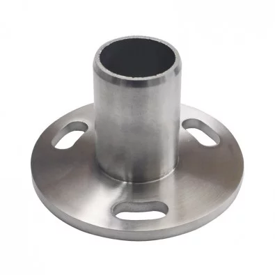 Platine de fixation de poteau garde corps à la française inox 304 brossé, ø120, trous oblongs