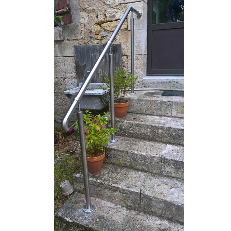 Rampe escalier exterieur inox en kit avec bagues de main courante