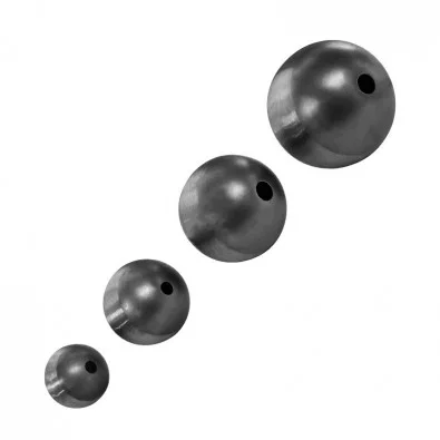 Boule d'ornement en acier lisse creuse diamètre 45 mm, 1 perçage Ø 8 mm