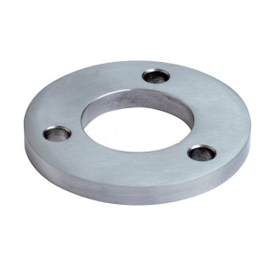 Platine à souder ronde inox 304 diamètre 100 mm épaisseur 10 mm 3 trous de 11 mm trou central 43 mm