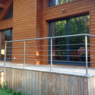 Garde corps inox en kit 5 BARRES à la française : pour terrasse, balcon ou mezzanine