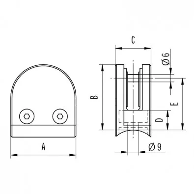 Pince à verre demi-ronde 45 x 63 mm pour tube ø33,7 mm inox 316 brossé verre 10 mm Pince à verre demi-ronde 45 x 63 mm pour tube ø33,7 mm inox 316 brossé verre 10 mm