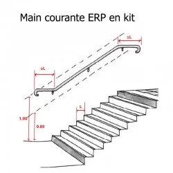 Main courante escalier ERP PMR en inox, en kit