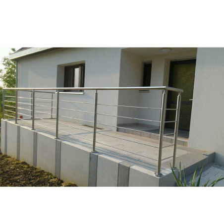 Garde corps inox en kit 5 BARRES à la française : pour terrasse, balcon ou mezzanine