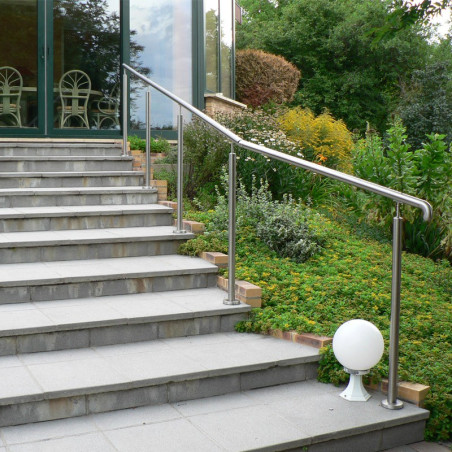 Rampe d'escalier sur poteaux, en kit, en inox 304 brossé