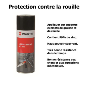 Galva spray clair 99% zinc protection contre la corrosion des aciers - qualité professionnelle - 400 ml