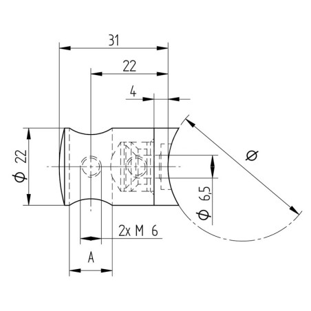 Support de lisse bombé ø12 mm transversal pour tube ø42,4 mm inox 304 brossé