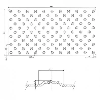 Dalle podotactile, bande d'éveil à la vigilance en aluminium ALU NATUREL 800 x 420 mm Dalle podotactile, bande d'éveil à la vigilance en aluminium ALU NATUREL 800 x 420 mm