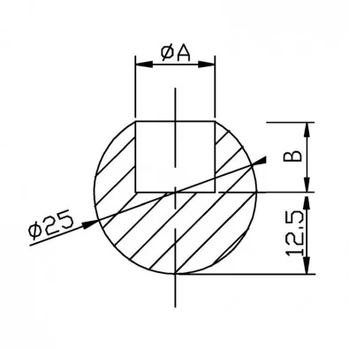 Terminaison de lisse, en acier brut ø 25 mm, trou borgne ø 14,2 mm Terminaison de lisse, en acier brut ø 25 mm, trou borgne ø 14,2 mm