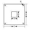 Platine carrée à souder 98 x 98 mm épaisseur 6 mm 4 trous de 9 mm trou central 40,5 x 40,5 mm en inox 304 brossé