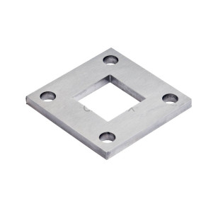 Platine carrée à souder 98 x 98 mm épaisseur 6 mm 4 trous de 9 mm trou central 40,5 x 40,5 mm en inox 304 brossé