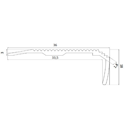 Nez de marche aluminium antidérapant NOIR pour escalier, longueur 2 mètres, à visser