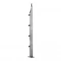 Poteau garde corps inox rectangulaire design 4 barres horizontales 0