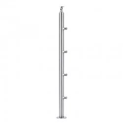 Poteau garde corps inox 4 lisses pose sur le dessus