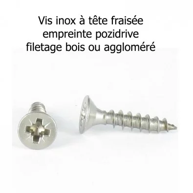 Vis inox à tête fraisée bois 6x50 mm empreinte pozidrive cruciforme
