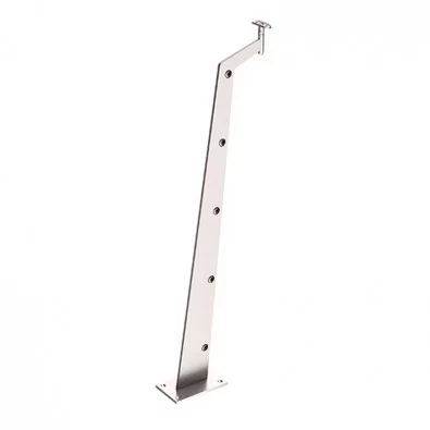 Poteau plat et design pour 5 lisses pose au sol en inox 304 brossé
