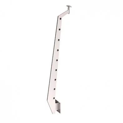 Poteau plat et design pour 9 lisses pose latérale en inox 304 brossé