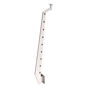 Poteau plat et design pour 9 lisses pose latérale en inox 316 brossé