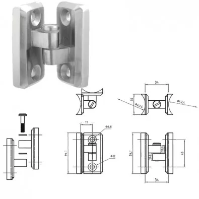 Charnière inox pour portillon inox sur tube 42,4 mm Charnière inox pour portillon inox sur tube 42,4 mm