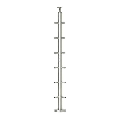 Poteau d'angle à 90° de garde corps inox 6 câbles avec serre câbles