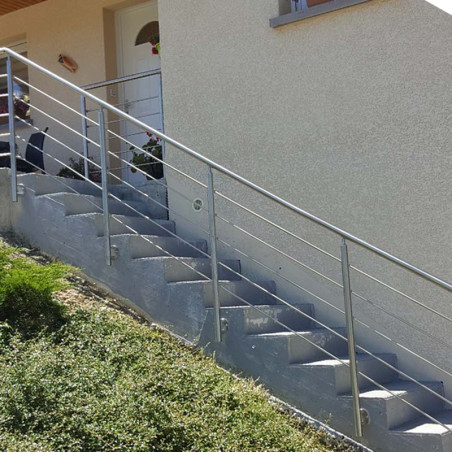 Garde corps inox en kit 5 barres à l'anglaise : rampe escalier, terrasse, balcon, mezzanine