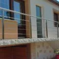 Poteau garde corps inox rectangulaire design 4 barres horizontales 7