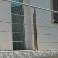 Poteau garde corps inox rectangulaire design 4 barres horizontales 4