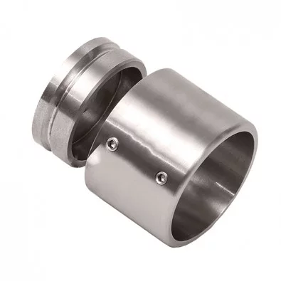 Départ mural de main courante ø42,4mm en 2 parties sur support plat inox 304 brossé Départ mural de main courante ø42,4mm en 2 parties sur support plat inox 304 brossé