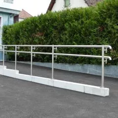 Double main courante rampe ERP PMR en inox 304 brossé, en kit