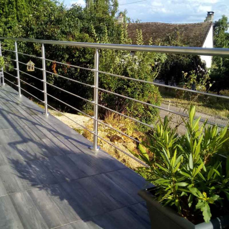 Garde corps à 5 barres en inox en kit à la française : rampe escalier, terrasse, balcon, mezzanine