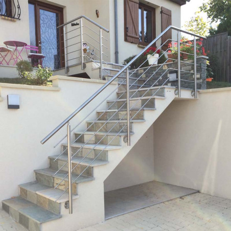 Garde corps inox en kit 5 barres à l'anglaise : rampe escalier, terrasse, balcon, mezzanine