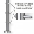 Poteau départ de garde corps inox 6 câbles laqué RAL 7016 - avec serre câbles, tendeurs intégrés et cache platine 2