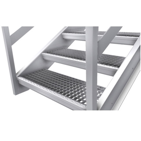 Marche escalier 600 x 200 mm caillebotis galvanisé maille 30 x 30 mm 